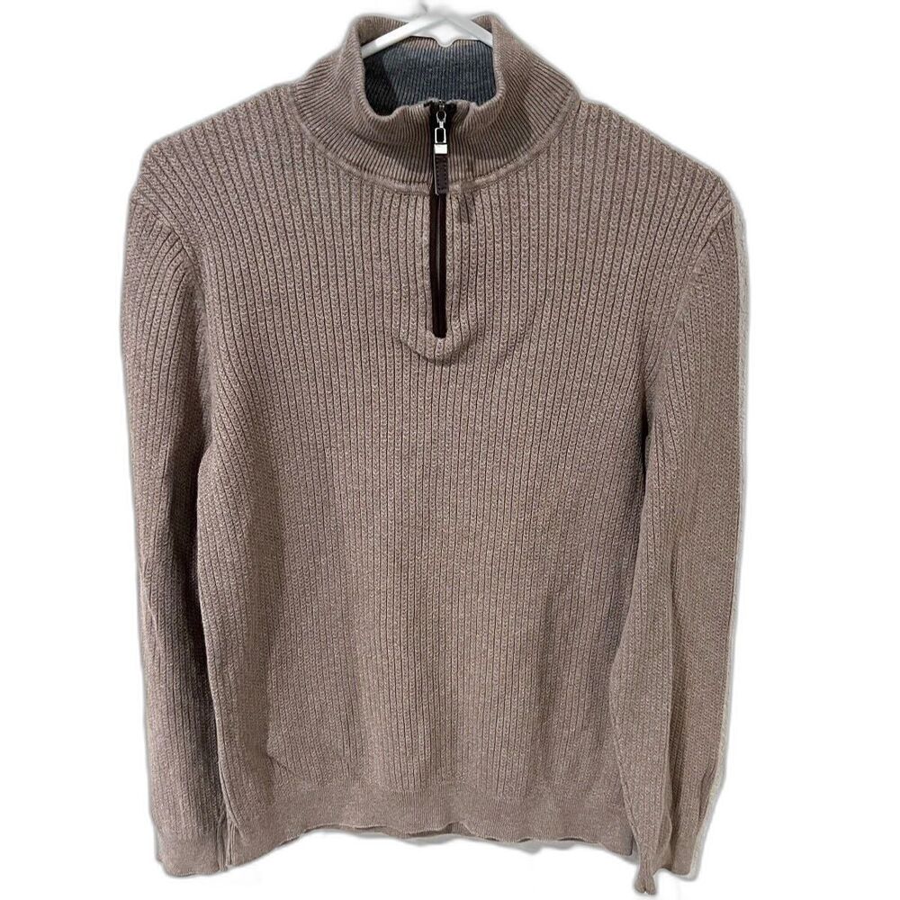 TASSO ELBA Men's M Long Sleeve Mock Neck Quarter Zip Knit Sweater EUC